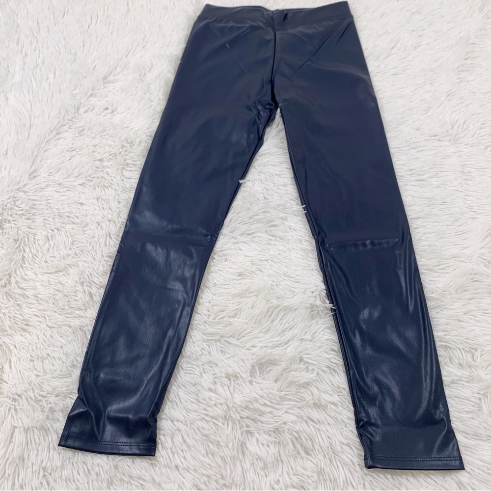 Crewcuts NWT girl's Faux Leather Leggings‎ navy blue